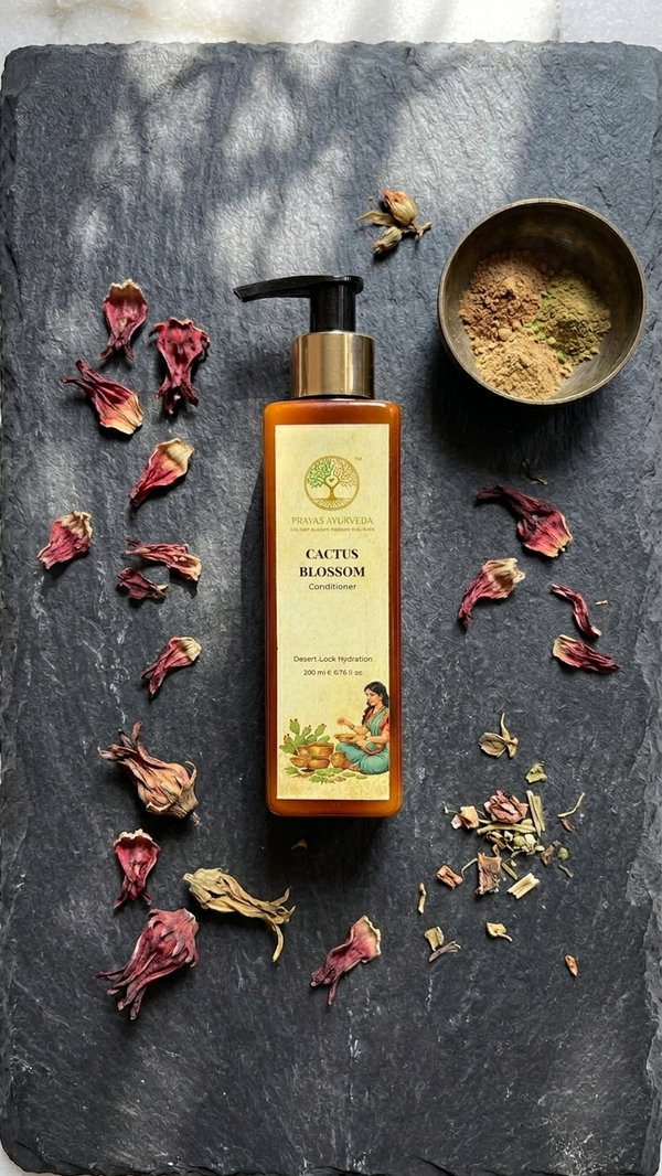 Prayas Ayurveda Cactus Blossom Conditioner for deep hydration, smooth hair, and frizz control