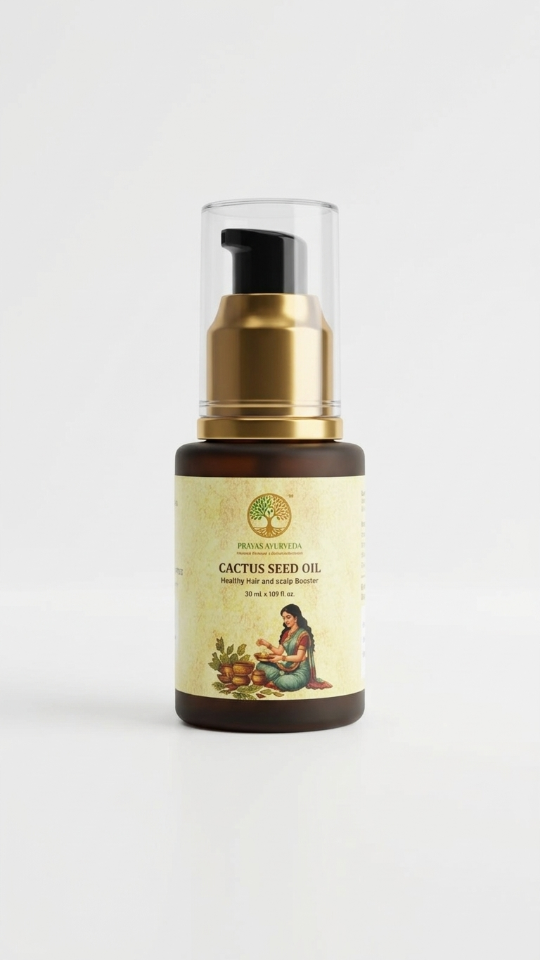 Prayas Ayurveda Cactus Seed Oil for deep skin hydration, glow enhancement, and anti-aging benefits