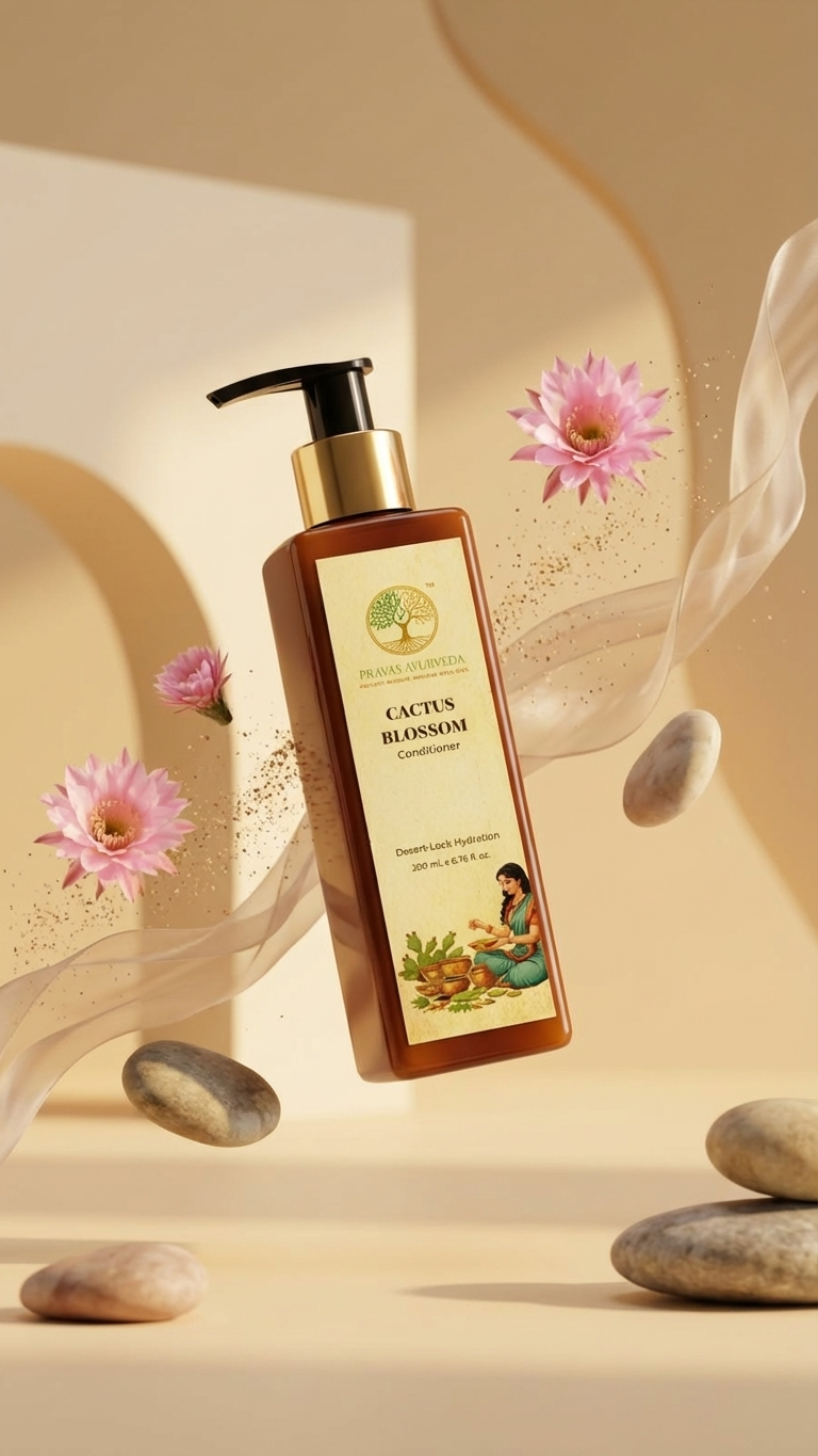 Prayas Ayurveda Cactus Blossom Conditioner for deep hydration, smooth hair, and frizz control